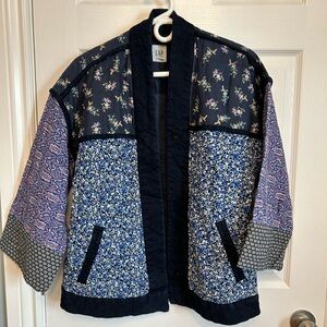 Rare GAP Bohemian Revival Floral Patchwork Quilted Kimono Jacket Coat Small